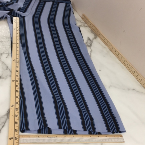LOFT Ann Taylor Blue Black Striped Wide Leg‎ Pants Womens 12 Flat Front - Picture 10 of 14
